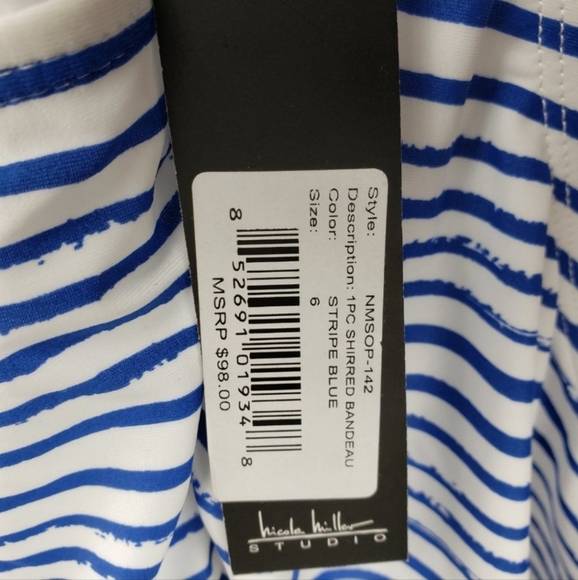 Nicole Miller Blue Stripe Halter Top Bikini Swimsuit Size 8 NWT - Picture 7 of 16